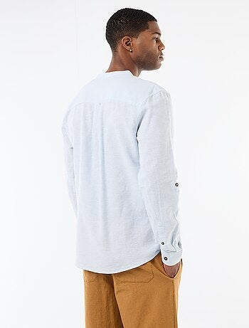 Camicia con collo alla coreana e lino