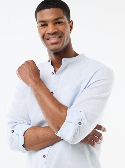 Camicia con collo alla coreana e lino - Kiabi