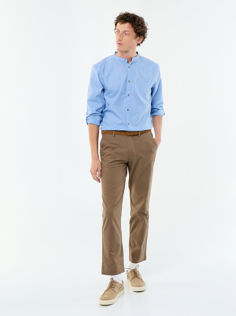 Camicia con collo alla coreana e lino Blu - Kiabi