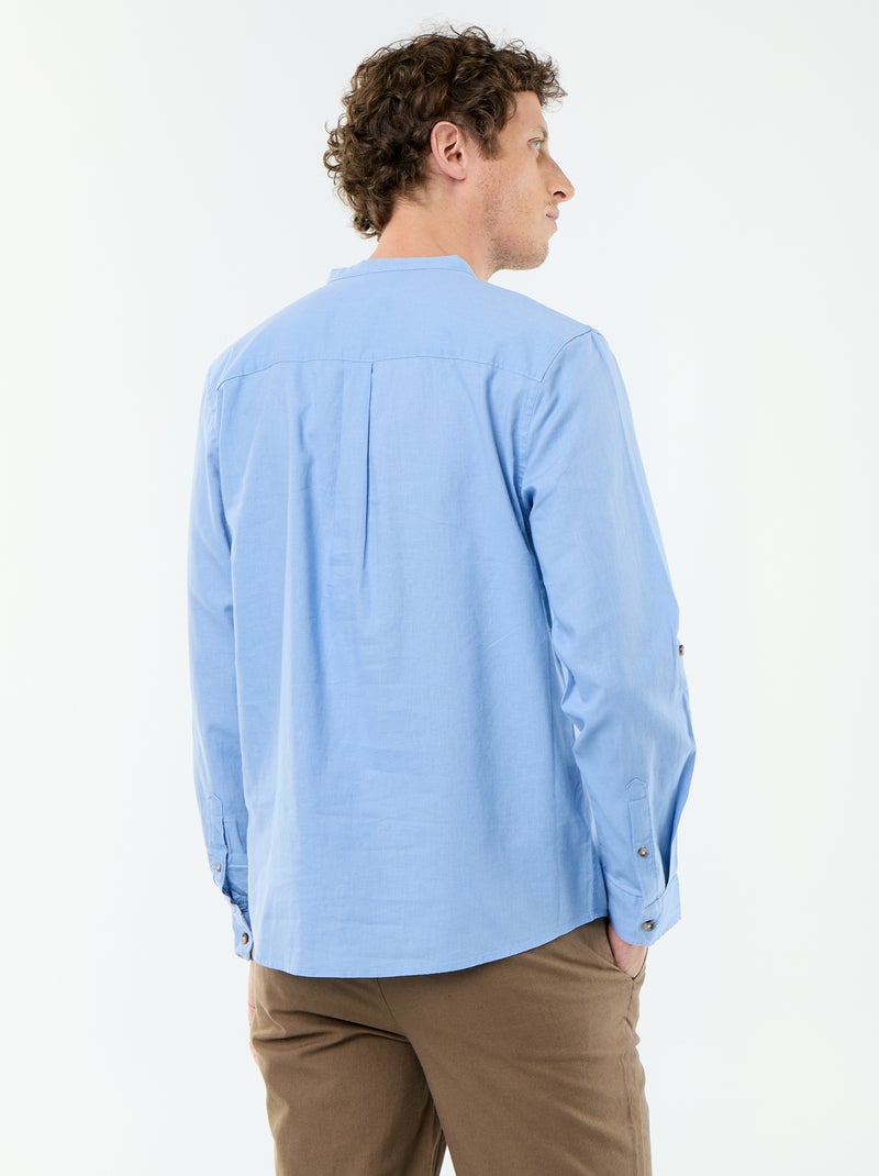 Camicia con collo alla coreana e lino Blu - Kiabi