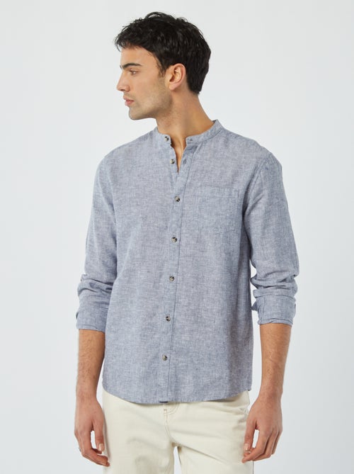 Camicia con collo alla coreana e lino - Kiabi