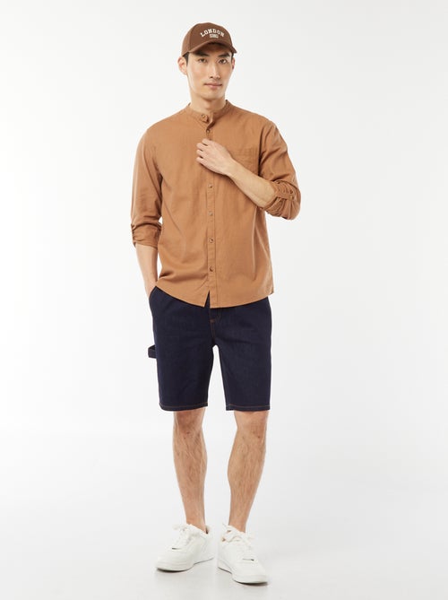 Camicia con collo alla coreana e lino - Kiabi