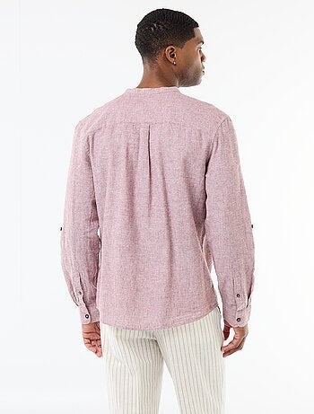 Camicia con collo alla coreana e lino