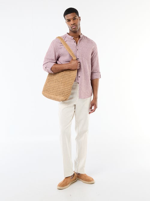 Camicia con collo alla coreana e lino - Kiabi Camicia con collo alla coreana e lino - Kiabi