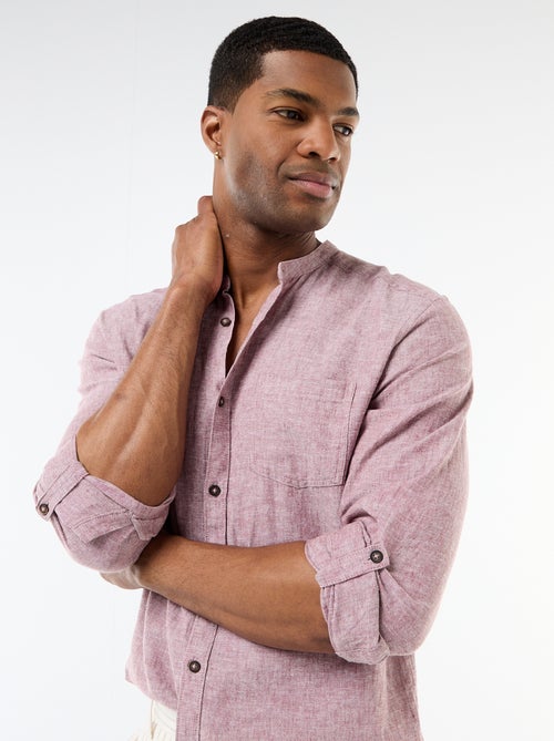 Camicia con collo alla coreana e lino - Kiabi Camicia con collo alla coreana e lino - Kiabi