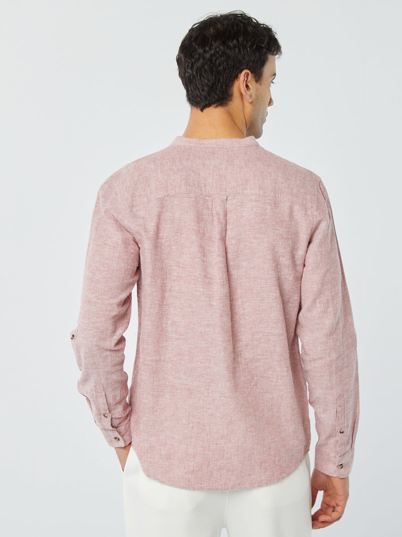 Camicia con collo alla coreana e lino ROSA - Kiabi