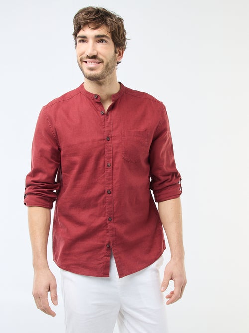 Camicia con collo alla coreana e lino - Kiabi Camicia con collo alla coreana e lino - Kiabi