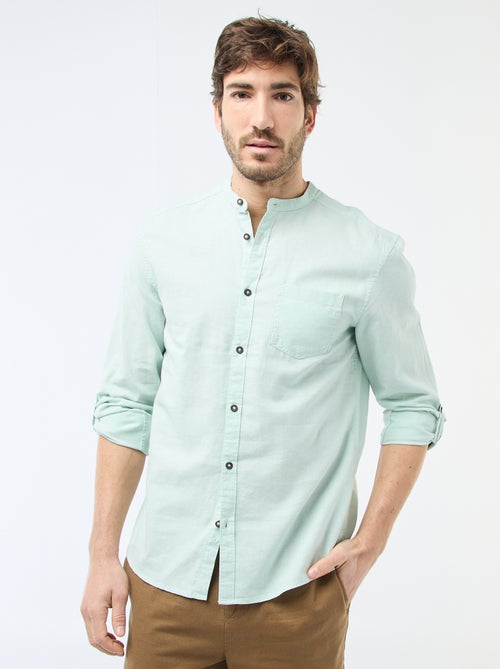 Camicia con collo alla coreana e lino - Kiabi
