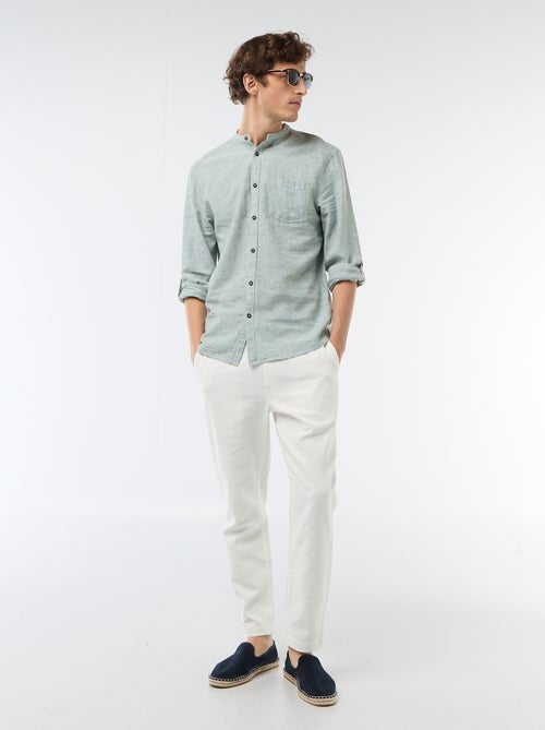 Camicia con collo alla coreana e lino - Kiabi Camicia con collo alla coreana e lino - Kiabi