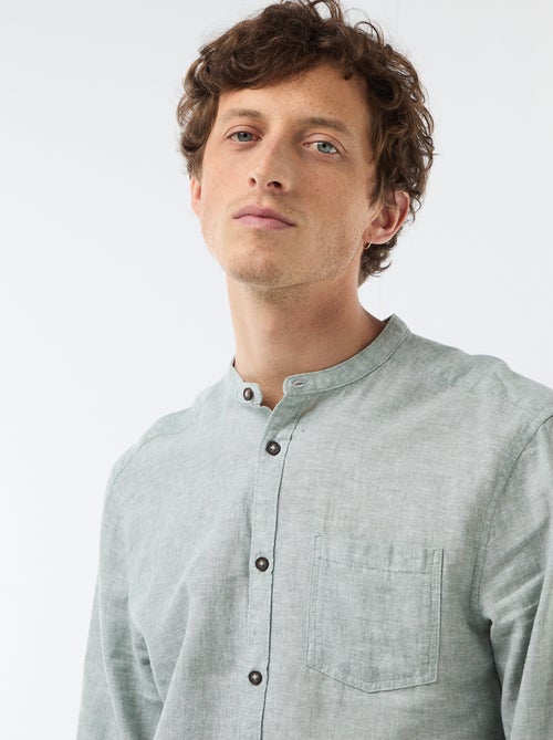 Camicia con collo alla coreana e lino - Kiabi Camicia con collo alla coreana e lino - Kiabi