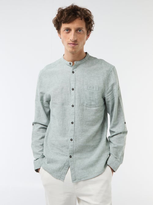 Camicia con collo alla coreana e lino - Kiabi Camicia con collo alla coreana e lino - Kiabi