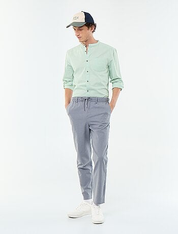 Camicia con collo alla coreana e lino