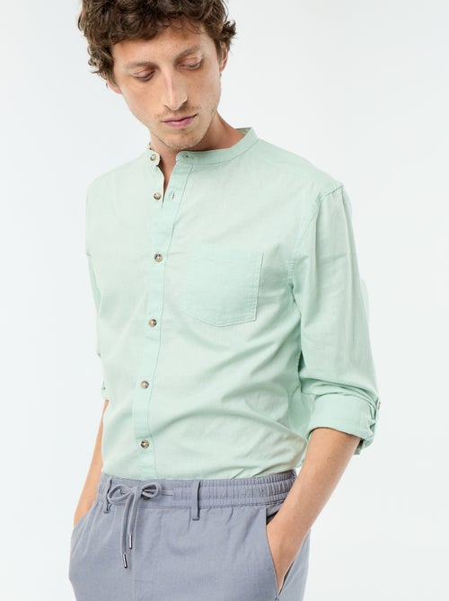 Camicia con collo alla coreana e lino - Kiabi