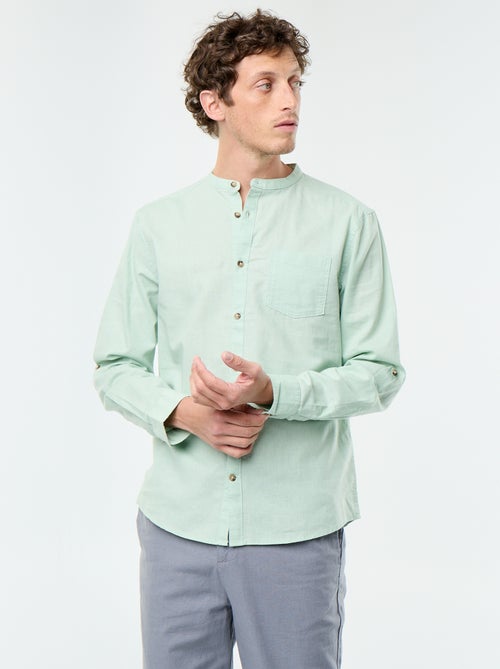 Camicia con collo alla coreana e lino - Kiabi