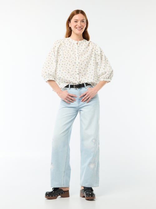 Camicia con collo alla coreana e maniche a 3/4 - Kiabi