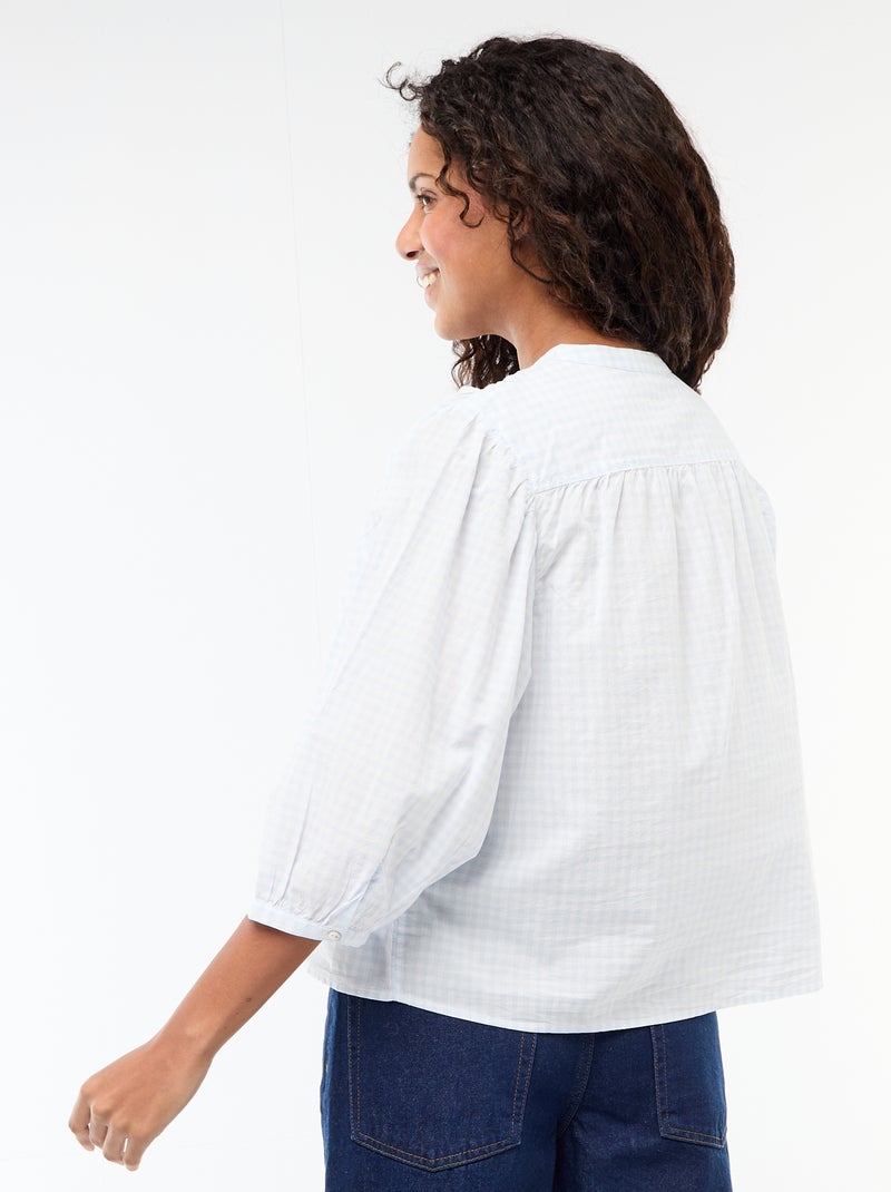 Camicia con collo alla coreana e maniche a 3/4 Blu - Kiabi