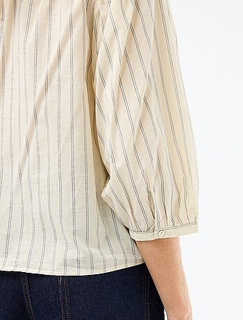 Camicia con collo alla coreana e maniche a 3/4