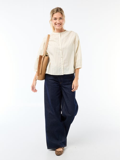 Camicia con collo alla coreana e maniche a 3/4 - Kiabi