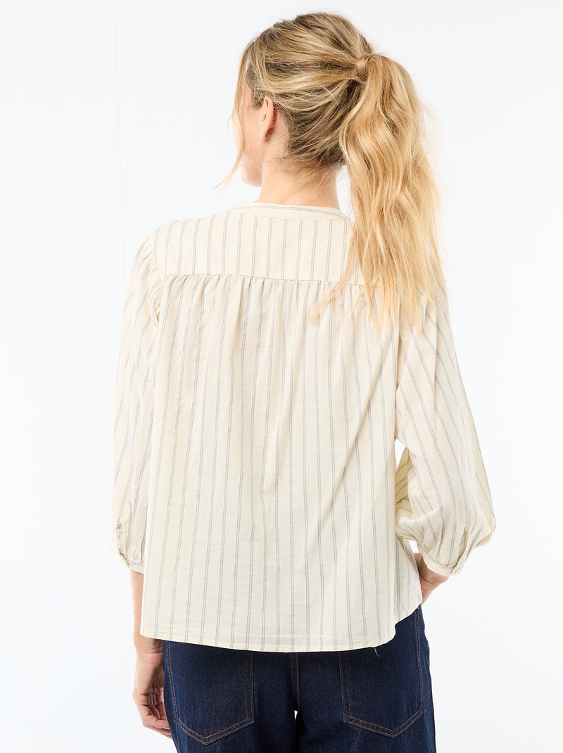 Camicia con collo alla coreana e maniche a 3/4 Giallo - Kiabi