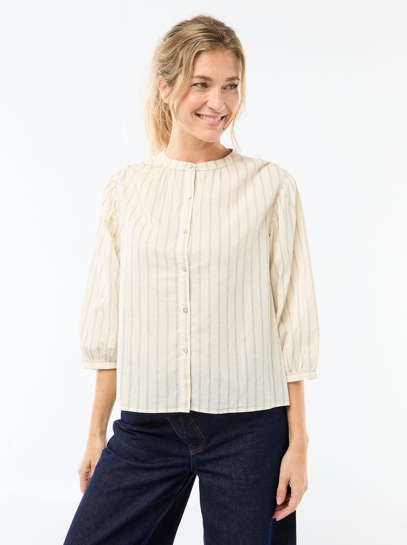 Camicia con collo alla coreana e maniche a 3/4 Giallo - Kiabi