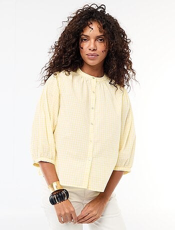 Camicia con collo alla coreana e maniche a 3/4