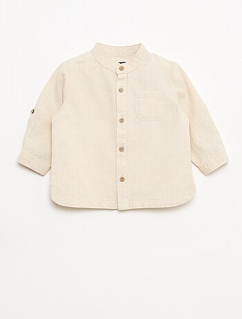 Camicia con collo alla coreana e maniche arrotolabili