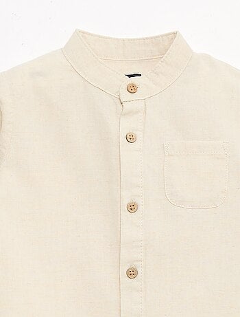 Camicia con collo alla coreana e maniche arrotolabili