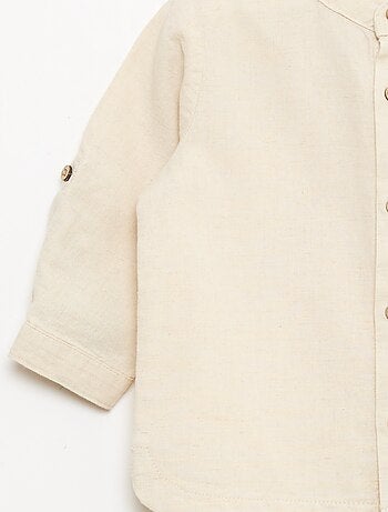 Camicia con collo alla coreana e maniche arrotolabili