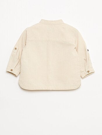 Camicia con collo alla coreana e maniche arrotolabili