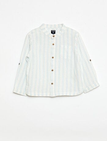 Camicia con collo alla coreana e maniche arrotolabili