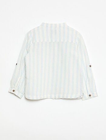 Camicia con collo alla coreana e maniche arrotolabili