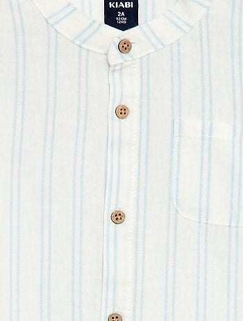 Camicia con collo alla coreana e maniche arrotolabili