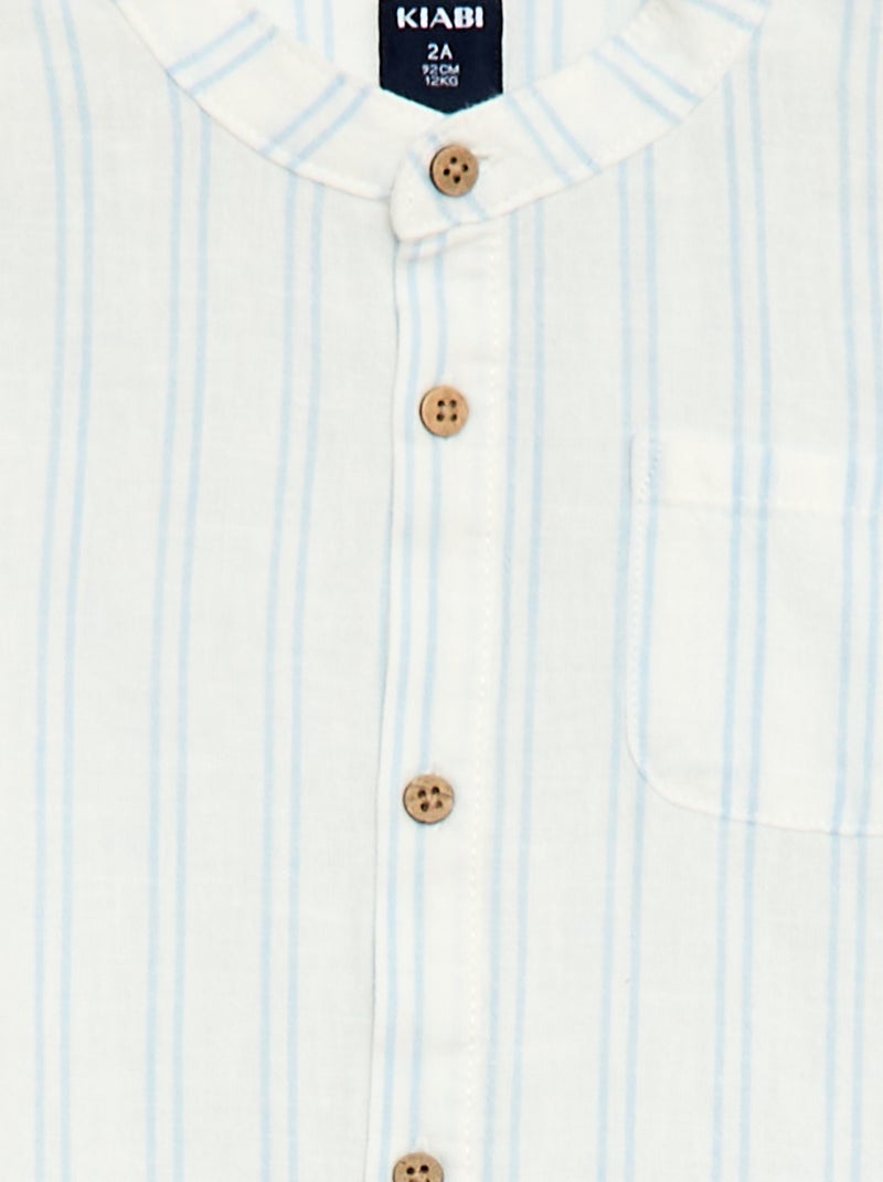 Camicia con collo alla coreana e maniche arrotolabili Bianco - Kiabi