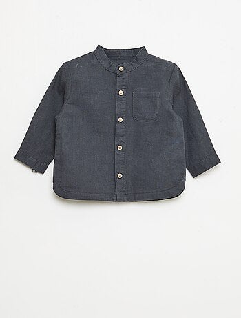 Camicia con collo alla coreana e maniche arrotolabili