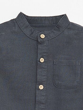 Camicia con collo alla coreana e maniche arrotolabili