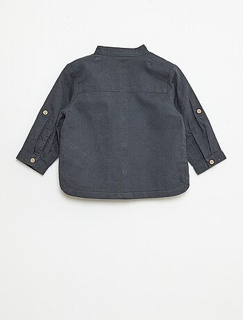 Camicia con collo alla coreana e maniche arrotolabili