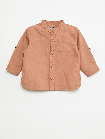 Camicia con collo alla coreana e maniche arrotolabili