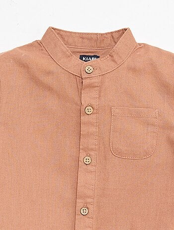 Camicia con collo alla coreana e maniche arrotolabili