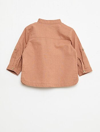 Camicia con collo alla coreana e maniche arrotolabili