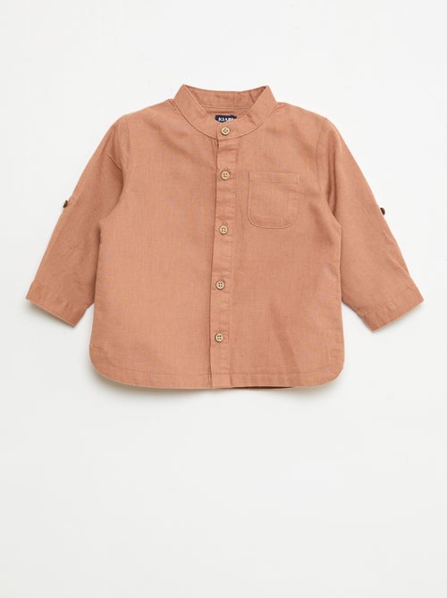 Camicia con collo alla coreana e maniche arrotolabili - Kiabi