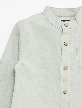 Camicia con collo alla coreana e maniche arrotolabili