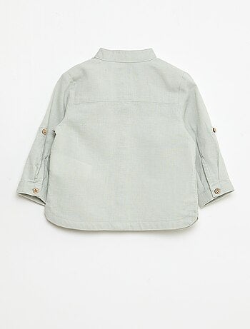 Camicia con collo alla coreana e maniche arrotolabili