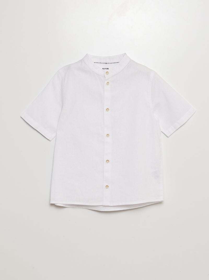 Camicia con collo alla coreana e maniche corte bianco - Kiabi