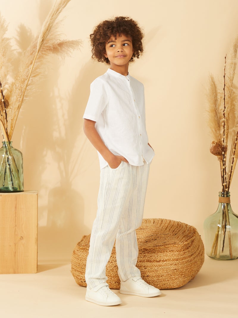 Camicia con collo alla coreana e maniche corte bianco - Kiabi