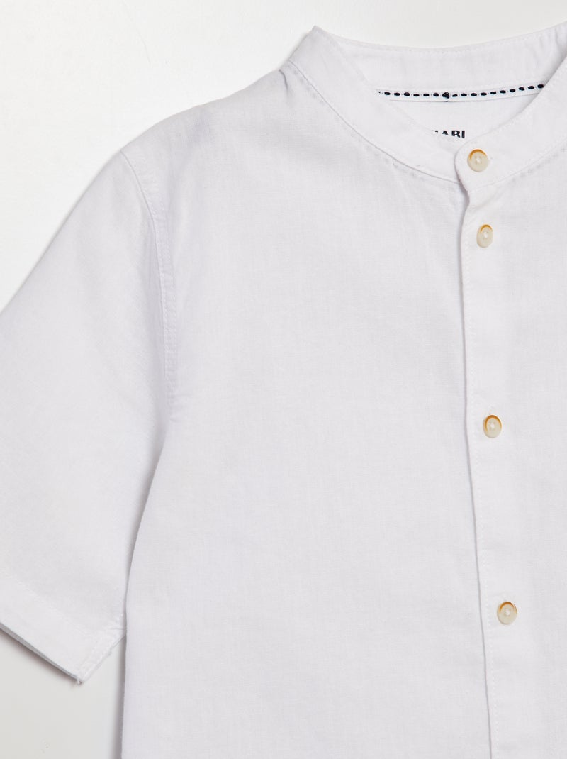Camicia con collo alla coreana e maniche corte bianco - Kiabi