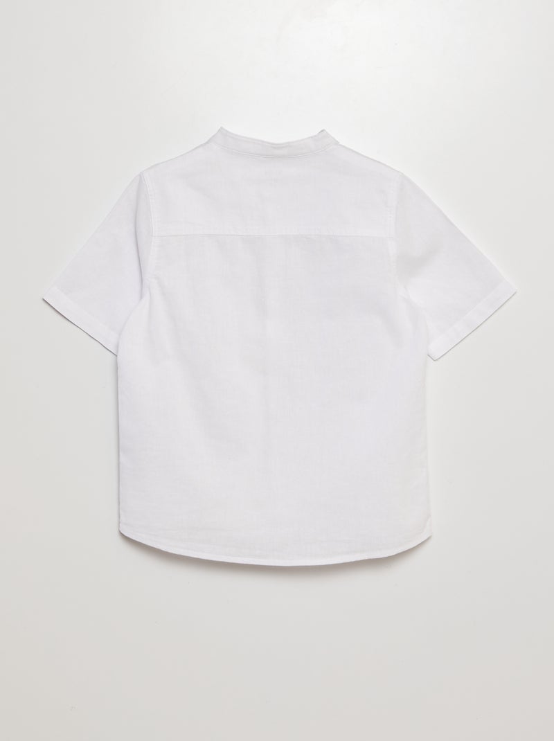 Camicia con collo alla coreana e maniche corte bianco - Kiabi