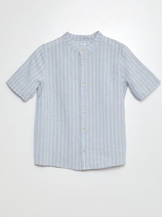 Camicia con collo alla coreana e maniche corte