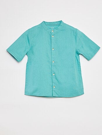 Camicia con collo alla coreana e maniche corte