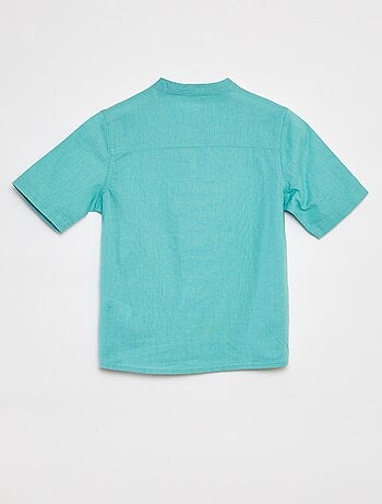 Camicia con collo alla coreana e maniche corte