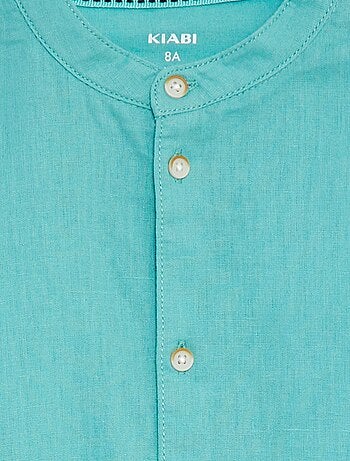 Camicia con collo alla coreana e maniche corte